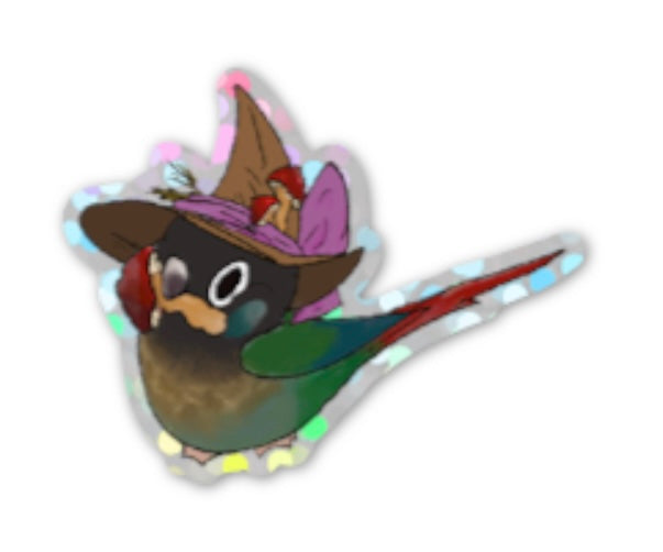 Witchy Green cheek conure stickers