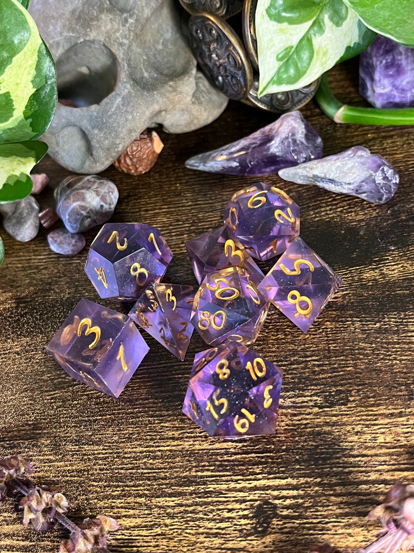 Amethyst dice set